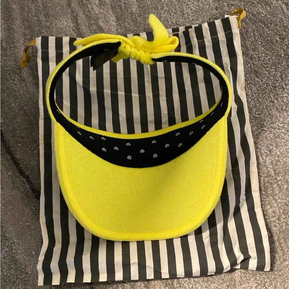NWT Lele Sadoughi Bow Tie Visor with Dustbag Color: Lime Zest Yellow OS/One Size - Picture 4 of 14